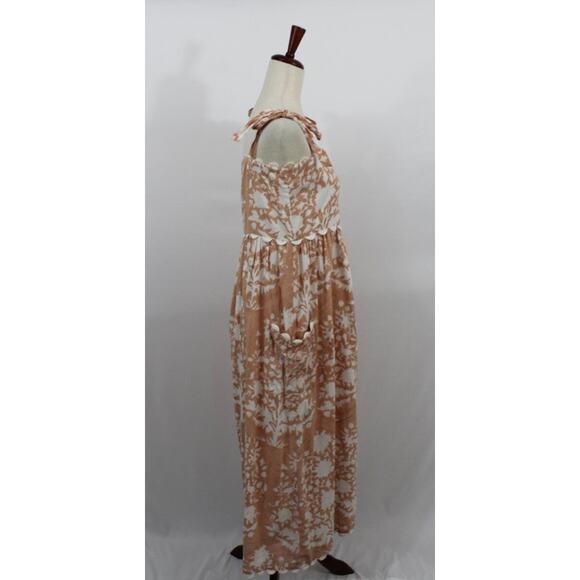 JULIET DUNN Sz 2 6/8 M Palladio Jaipur Pink Ric Rac Trim Tie Shoulder Midi Dress - Picture 5 of 11